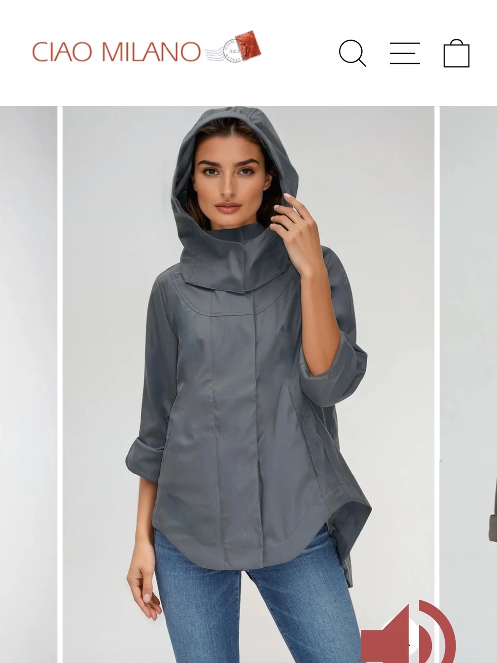 Ciao Milano Light Gray Savina Rain Jacket